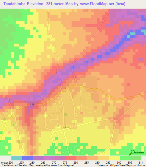 Tandahimba,Tanzania Elevation Map