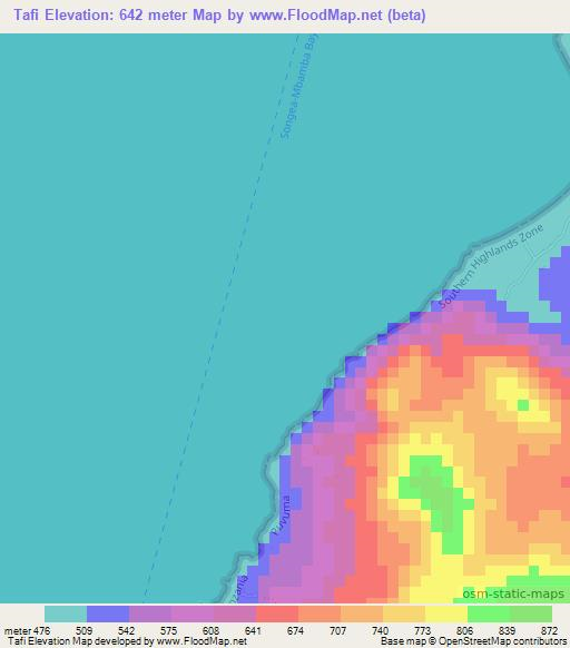 Tafi,Tanzania Elevation Map