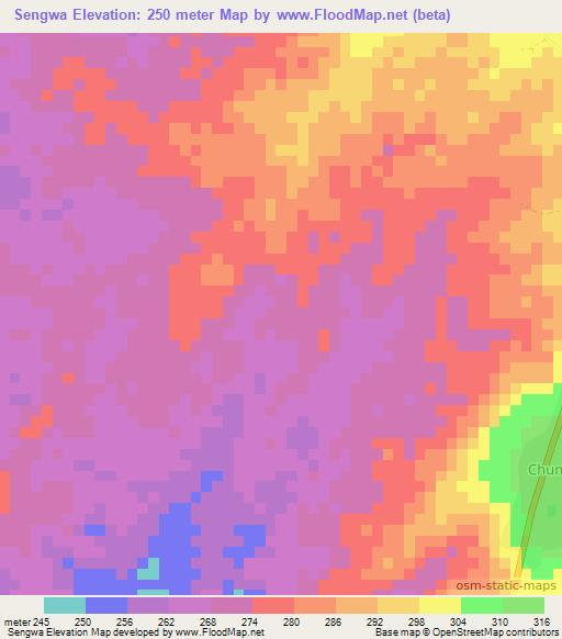 Sengwa,Tanzania Elevation Map