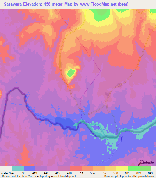 Sasawara,Tanzania Elevation Map