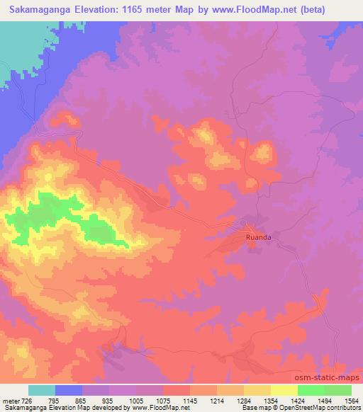 Sakamaganga,Tanzania Elevation Map