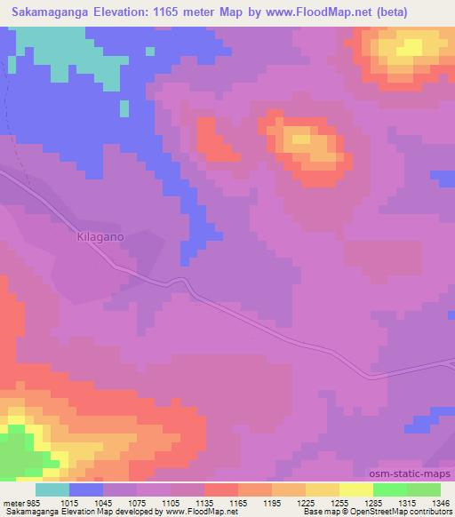 Sakamaganga,Tanzania Elevation Map