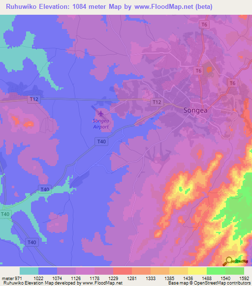 Ruhuwiko,Tanzania Elevation Map