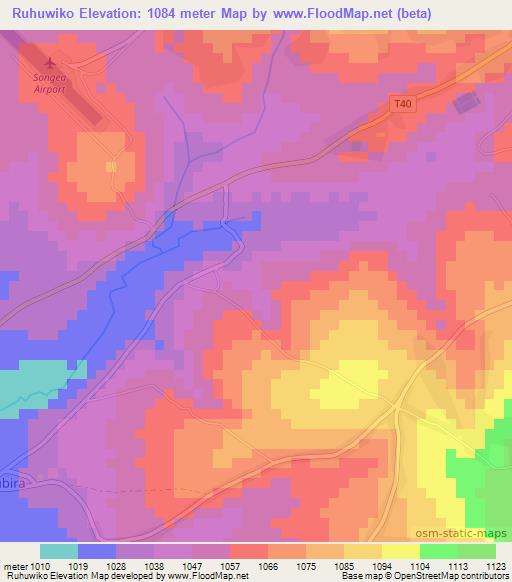 Ruhuwiko,Tanzania Elevation Map