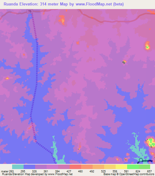 Ruanda,Tanzania Elevation Map