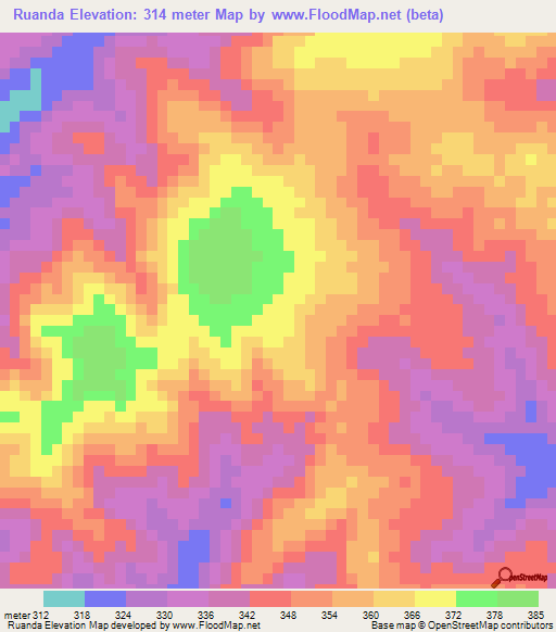 Ruanda,Tanzania Elevation Map