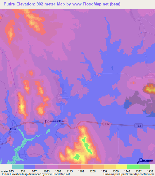 Putire,Tanzania Elevation Map