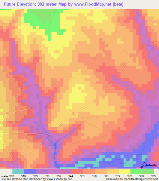 Putire,Tanzania Elevation Map