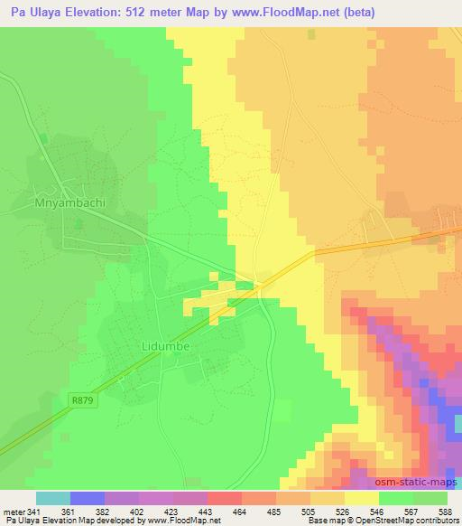 Pa Ulaya,Tanzania Elevation Map