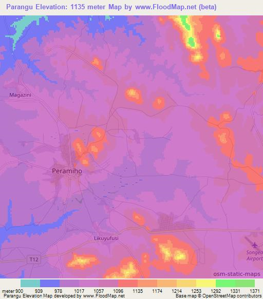 Parangu,Tanzania Elevation Map