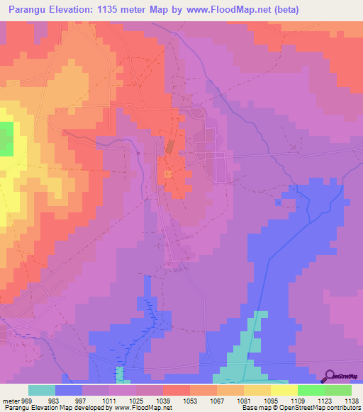 Parangu,Tanzania Elevation Map