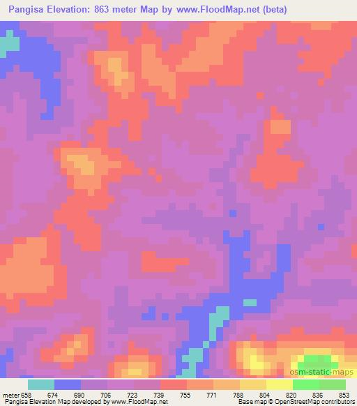 Pangisa,Tanzania Elevation Map