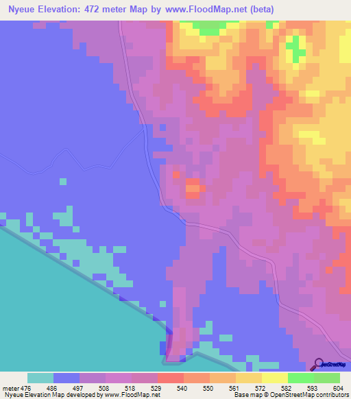 Nyeue,Tanzania Elevation Map