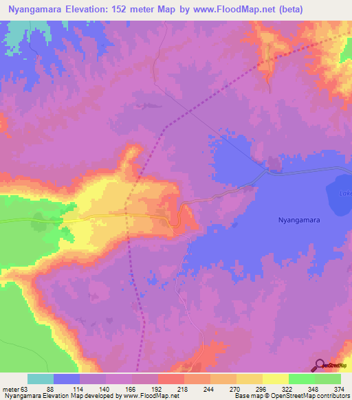 Nyangamara,Tanzania Elevation Map