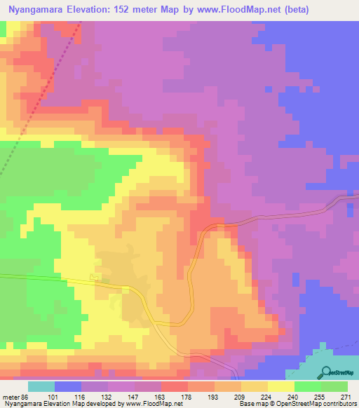 Nyangamara,Tanzania Elevation Map