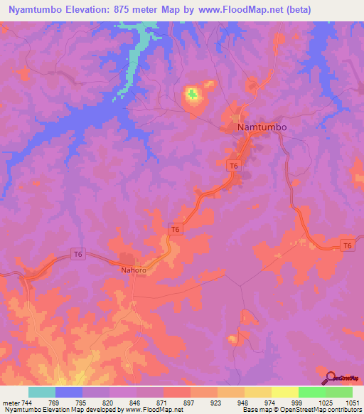 Nyamtumbo,Tanzania Elevation Map