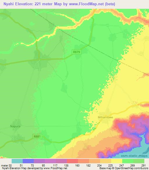 Nyahi,Tanzania Elevation Map