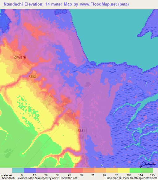 Ntendachi,Tanzania Elevation Map