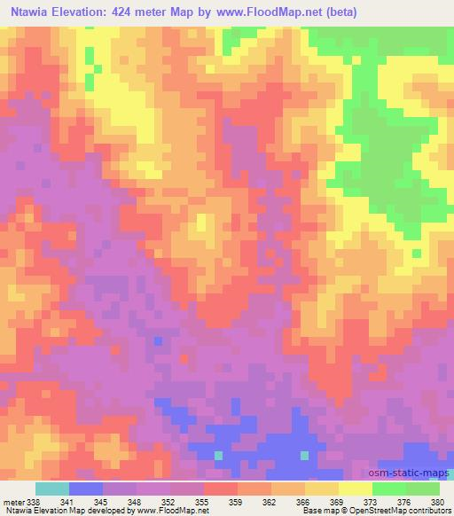 Ntawia,Tanzania Elevation Map