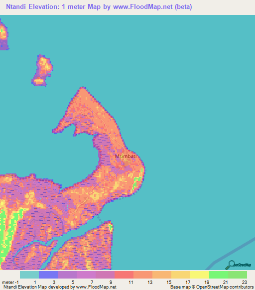 Ntandi,Tanzania Elevation Map