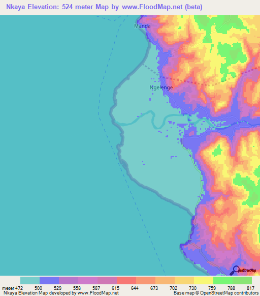 Nkaya,Tanzania Elevation Map