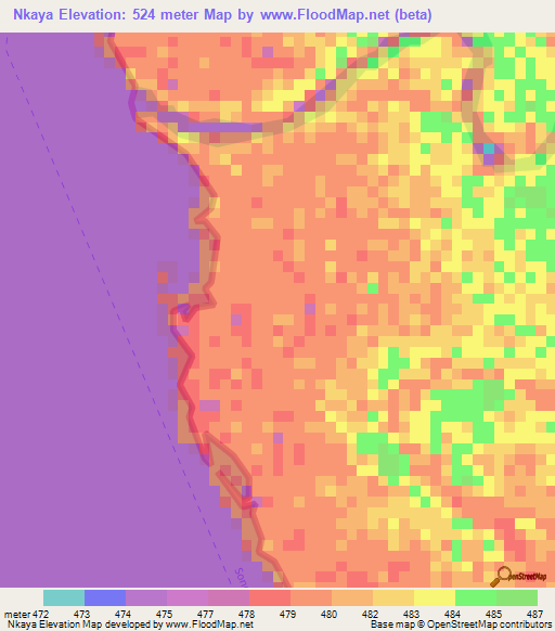 Nkaya,Tanzania Elevation Map