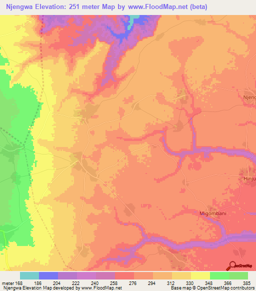 Njengwa,Tanzania Elevation Map