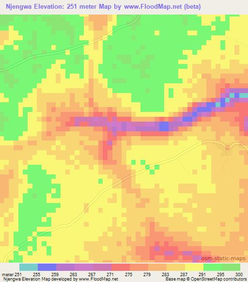 Njengwa,Tanzania Elevation Map