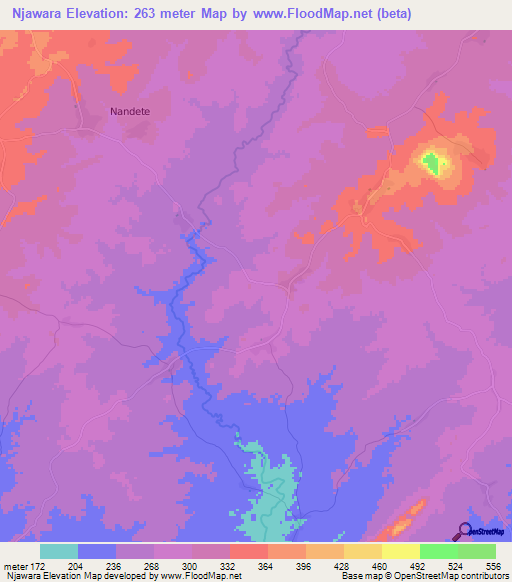 Njawara,Tanzania Elevation Map