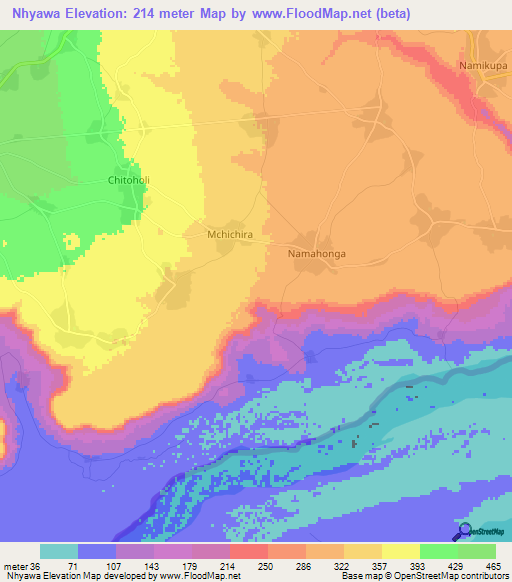 Nhyawa,Tanzania Elevation Map