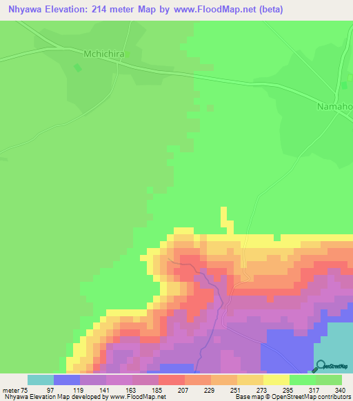 Nhyawa,Tanzania Elevation Map