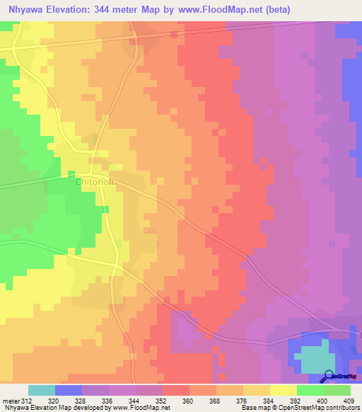 Nhyawa,Tanzania Elevation Map