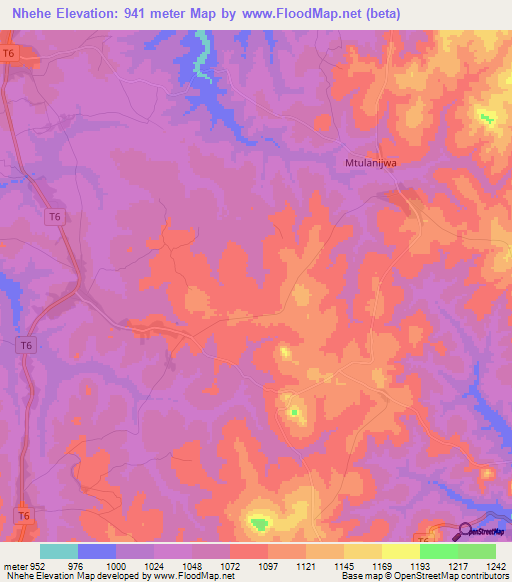 Nhehe,Tanzania Elevation Map