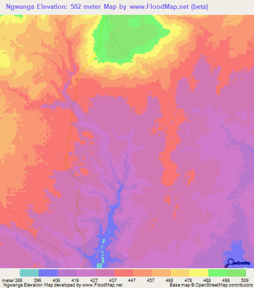 Ngwanga,Tanzania Elevation Map