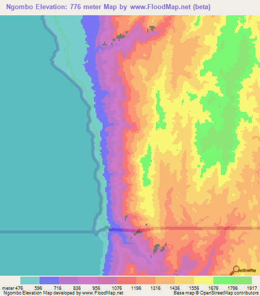 Ngombo,Tanzania Elevation Map