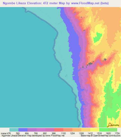 Ngombe Likeza,Tanzania Elevation Map