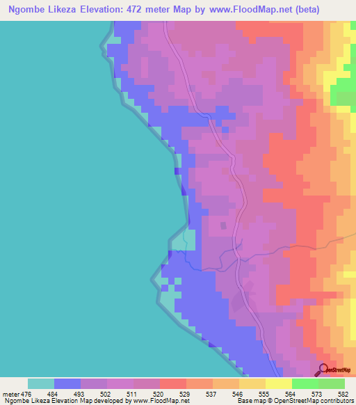 Ngombe Likeza,Tanzania Elevation Map