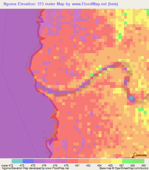 Ngoma,Tanzania Elevation Map