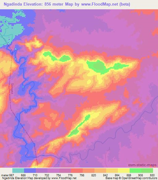 Ngadinda,Tanzania Elevation Map