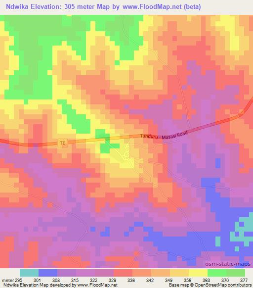 Ndwika,Tanzania Elevation Map