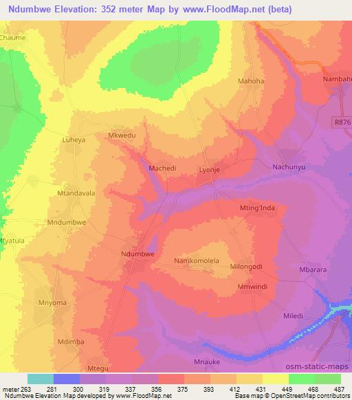 Ndumbwe,Tanzania Elevation Map