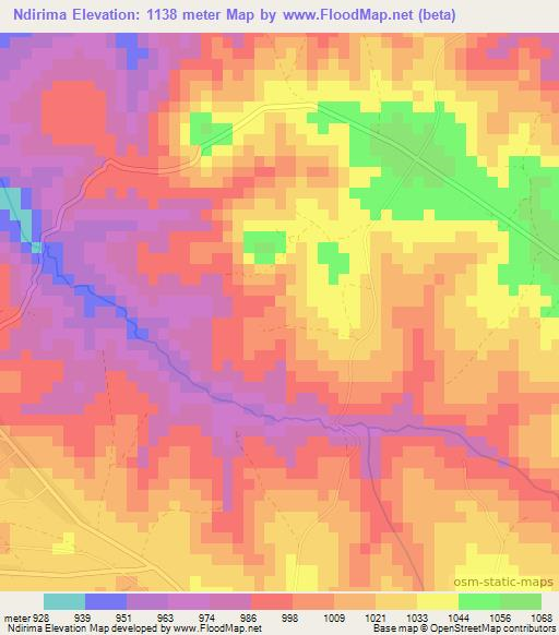 Ndirima,Tanzania Elevation Map