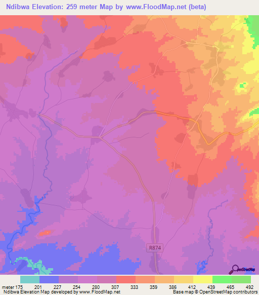 Ndibwa,Tanzania Elevation Map