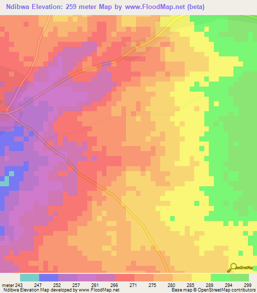 Ndibwa,Tanzania Elevation Map