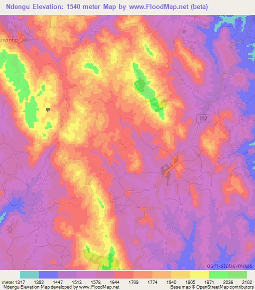 Ndengu,Tanzania Elevation Map