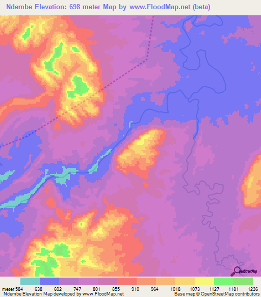 Ndembe,Tanzania Elevation Map