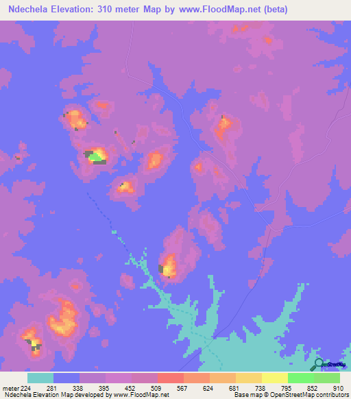 Ndechela,Tanzania Elevation Map