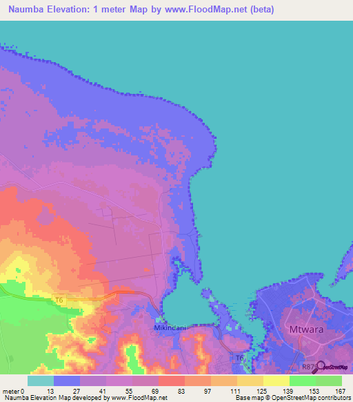 Naumba,Tanzania Elevation Map