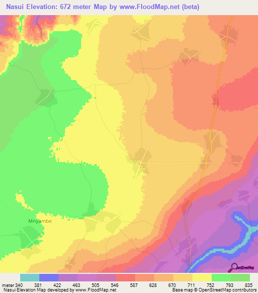 Nasui,Tanzania Elevation Map