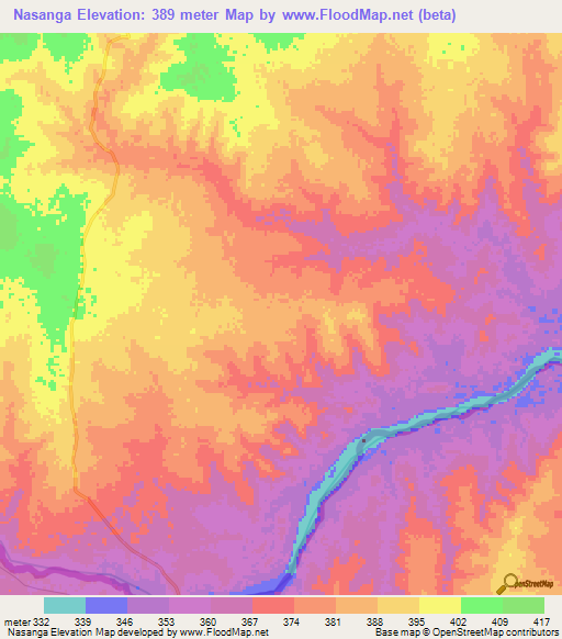 Nasanga,Tanzania Elevation Map